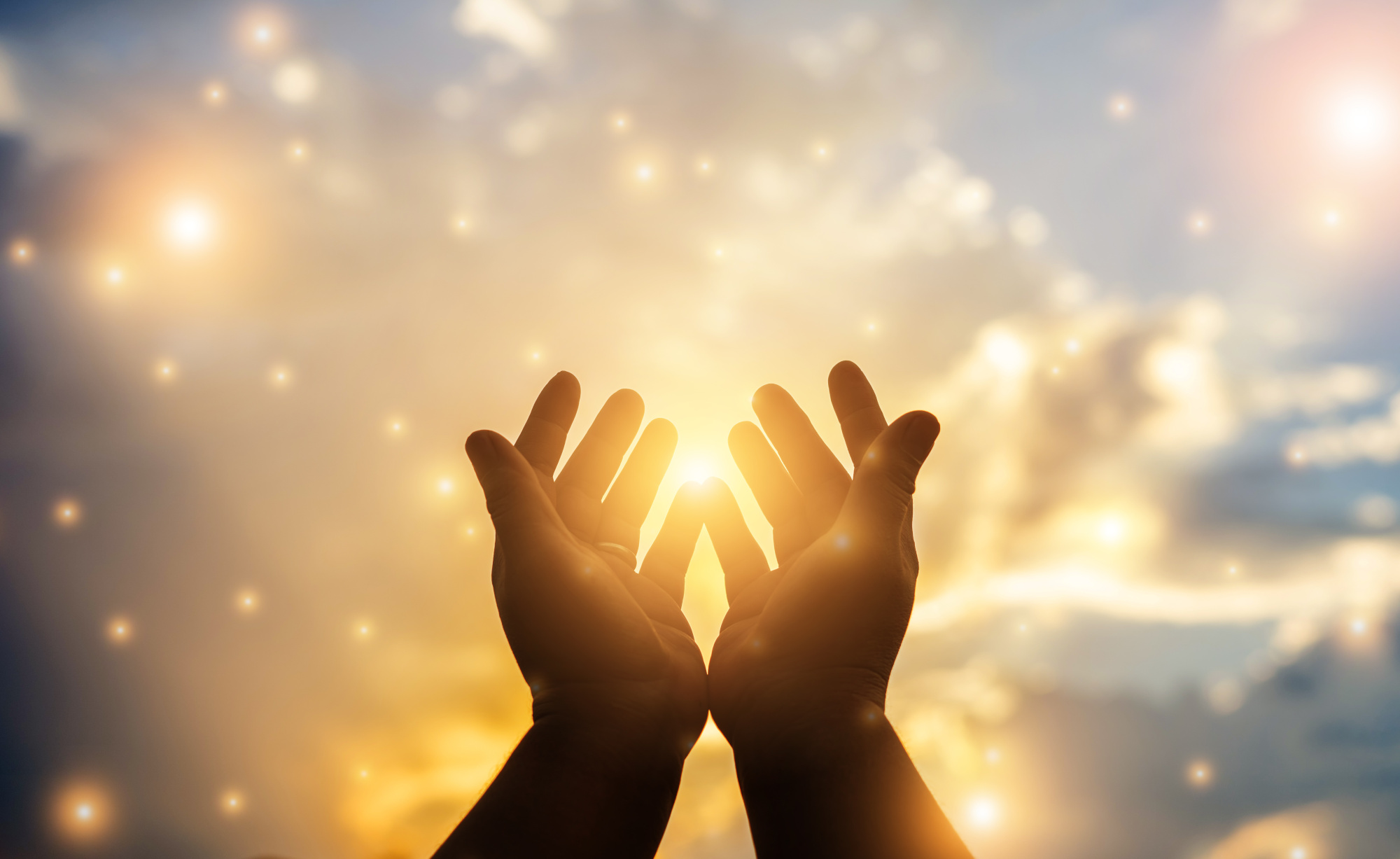 Human hands open palm up worship. Eucharist Therapy Bless God He Safe Place to Rebuild Self-Worth<br />